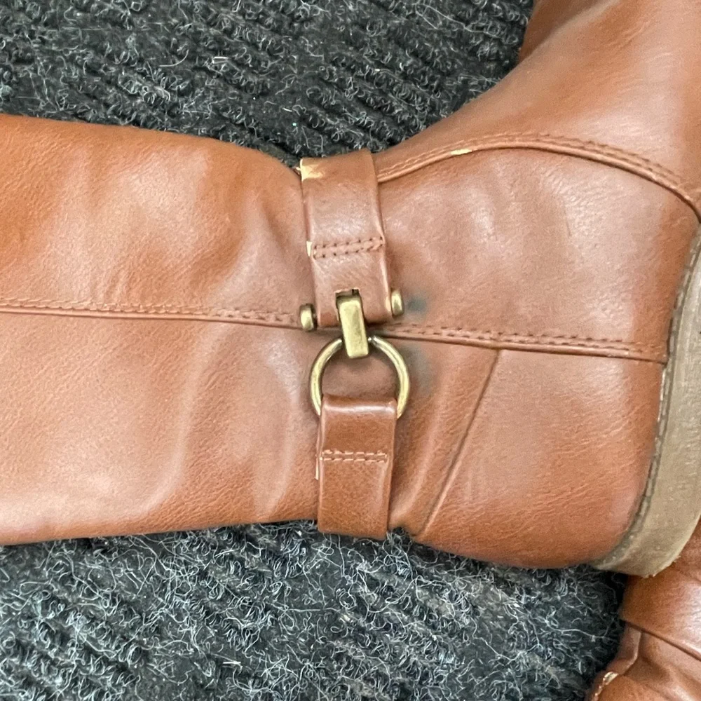 2/$10 Girls Brown Leather Knee-High Boots - Picture 4 of 4